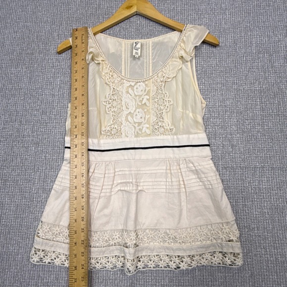 Floreaat Cream Lace Sleeveless Top Sz S Silk Cotton Cottage Coquette Whimsigoth - Picture 6 of 12